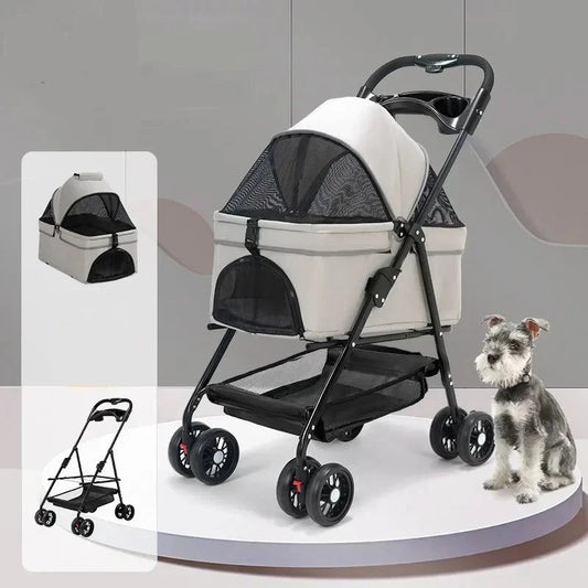 Poussette de voyage en aluminium pour animaux de compagnie - Oscar et Plume