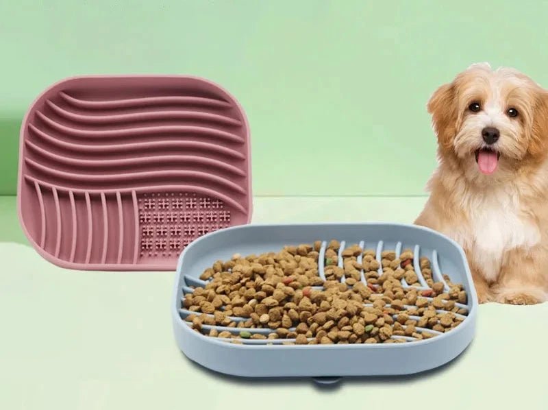 Gamelle anti-glouton silicone pour chien avec rainures et sections pour ralentir la prise de nourriture