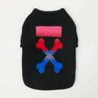 Pull chaud pour chien noir avec motif coloré en forme d'os et un design stylé