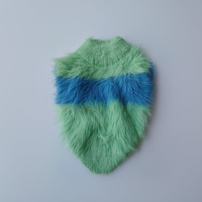 Pull coton doux pour chien en fausse fourrure verte et bleue, confortable et tendance