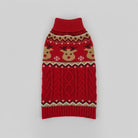 Pull de Noël pour chien rouge avec motif de rennes et motif tricoté