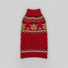 Pull de Noël pour chien rouge avec motif de rennes et motif tricoté