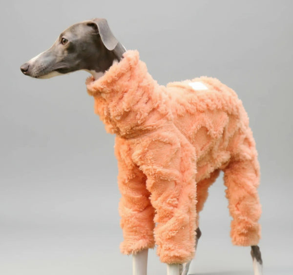 Oscar et Plume pull en polaire pour lévrier saumon couvrant tout le corps et les pattes en extérieur