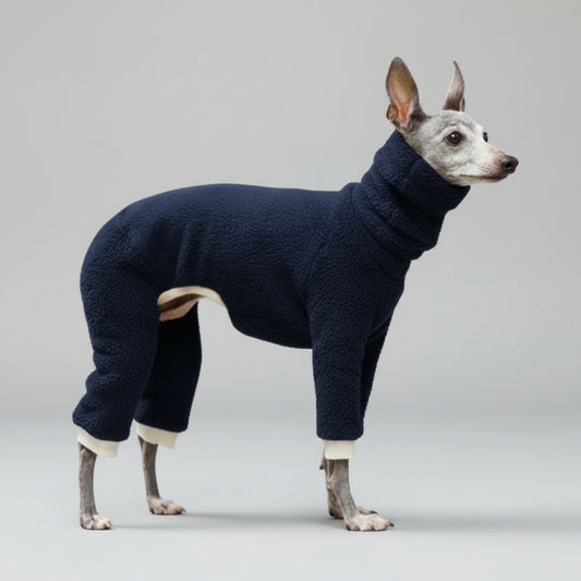 Pull polaire pour lévrier en bleu marine, confortable et chaud pour les journées froides