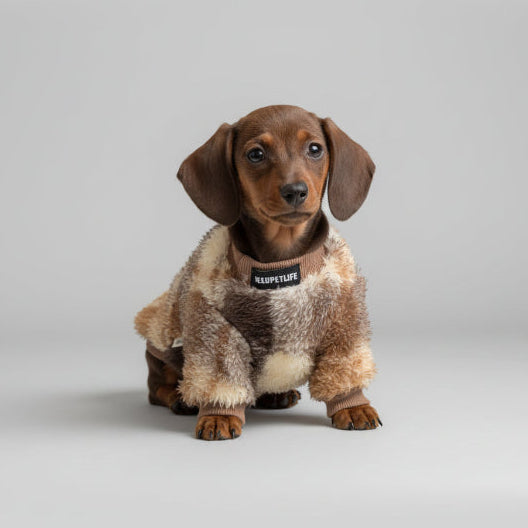 Teckel portant un pull polaire pour teckel en peluche confortable et doux