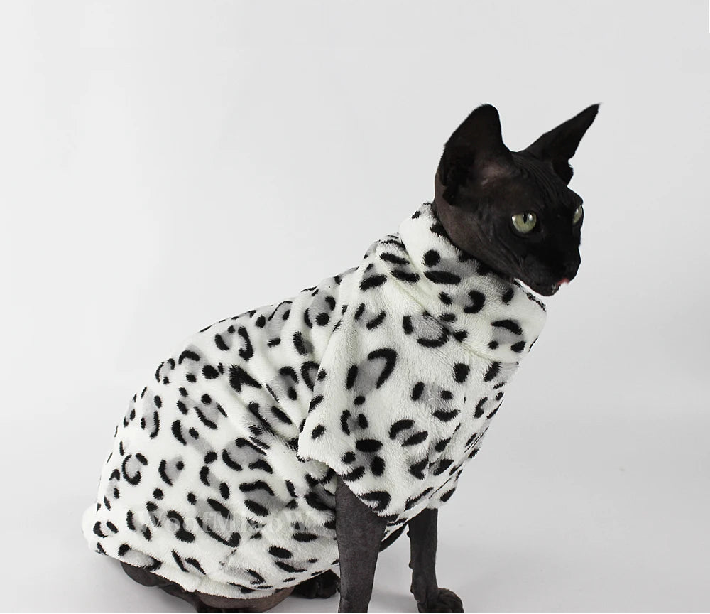 Pull pour chat en peluche doux à motif léopard pour garder votre félin au chaud