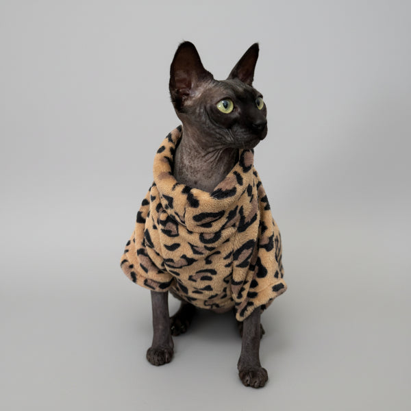 Pull pour chat sphynx en peluche avec motif animalier pour garder votre Sphynx au chaud