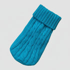 Pull pour petit chien bleu turquoise en maille torsadée avec col roulé confortable