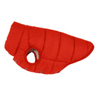 Veste chaude pour chien rouge matelassée avec ouverture pour les pattes avant et boutons pression
