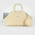 Sac imperméable chien chat beige matelassé avec filet d'aération et poche ronde pour accessoires