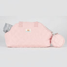 Sac imperméable chien chat rose matelassé avec double poignées et petite pochette ronde