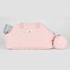 Sac imperméable chien chat rose matelassé avec double poignées et petite pochette ronde