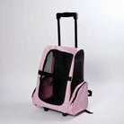 Sac à dos transport chat rose avec roulettes et poignée télescopique pour déplacement facile