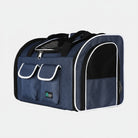 Sac a dos transport chien chat bleu marine avec poches multiples et ventilation en maille