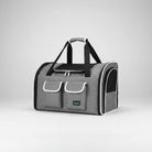 Sac a dos transport chien chat gris avec poches avant et ouverture en filet pour une bonne aération