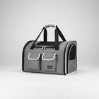 Sac a dos transport chien chat gris avec poches avant et ouverture en filet pour une bonne aération