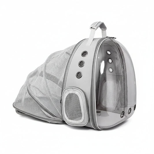 Sac à dos transport chien et chat gris avec bulle transparente et ventilation respirante Oscar et Plume