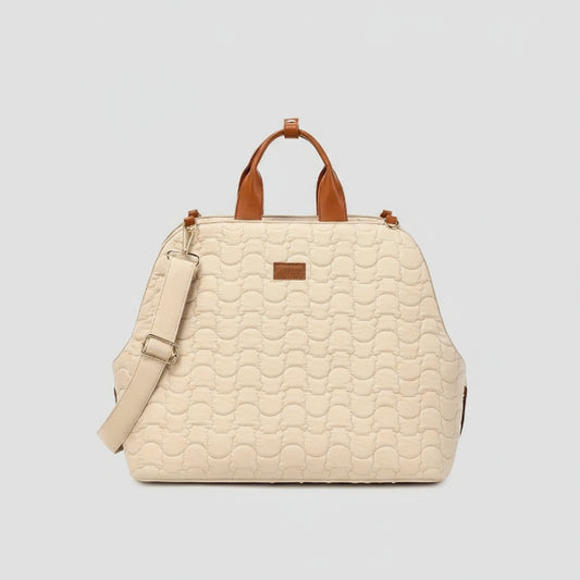 Sac à main pour chien beige matelassé avec poignées et bandoulière réglable Oscar et Plume