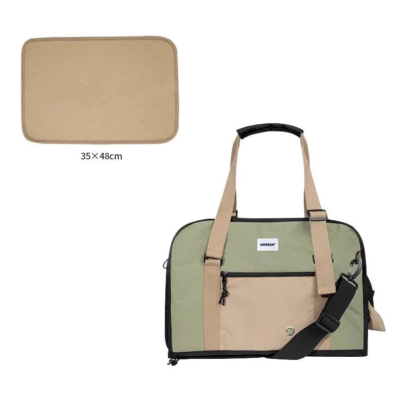 Sac à Main Souple transport Oscar et Plume Vert et tapis beige