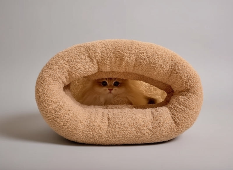 Sac de couchage chaud pour chat en forme de tunnel doux, idéal pour les siestes confortables des félins