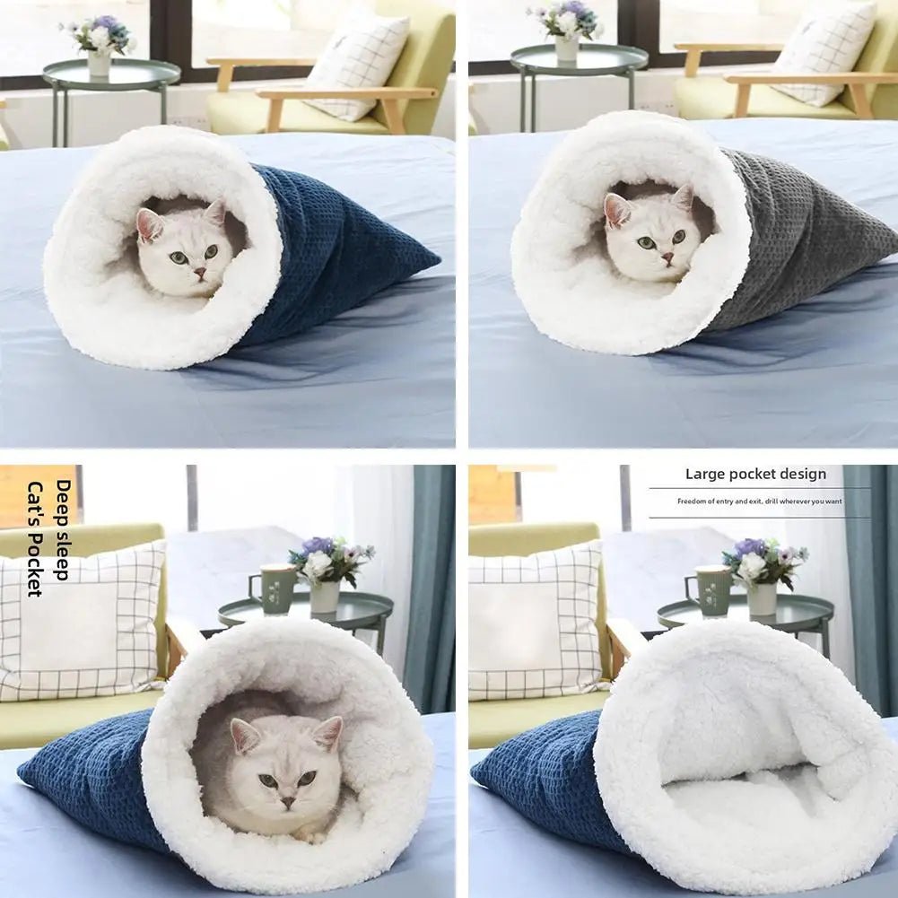 Sac de couchage doublé en peluche douce pour chat - Oscar et Plume