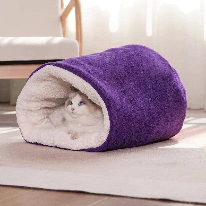 Sac de couchage pour chat façon polaire Oscar et Plume Violet / 32x40cm