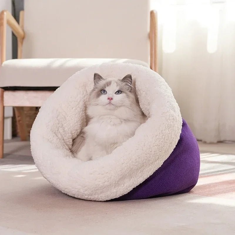 Sac de couchage pour chat façon polaire Oscar et Plume Violet / 32x40cm