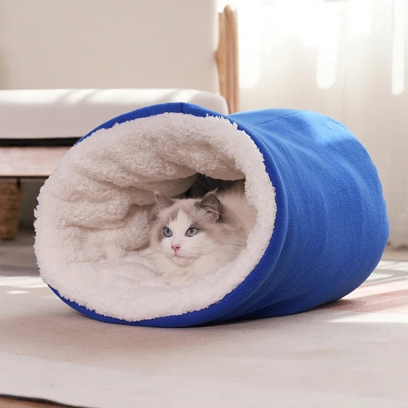 Sac de couchage pour chat façon polaire Oscar et Plume Bleu / 32x40cm