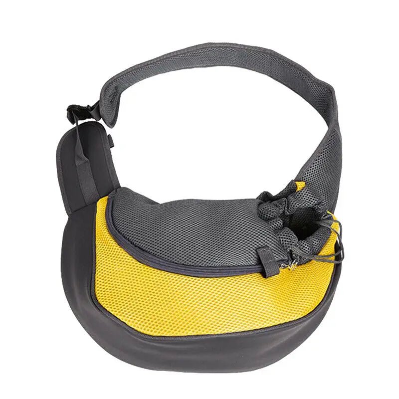 Sac de transport à bandoulière large pour petit chien et chat Oscar et Plume Jaune / 35x8.5x20cm