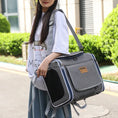 Load image into Gallery viewer, Sac de transport chat et chien gris portable avec poches latérales en filet pour animaux
