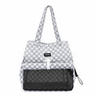 Sac de transport chien chat Oscar et Plume motif damier gris avec maille aérée pour ventilation