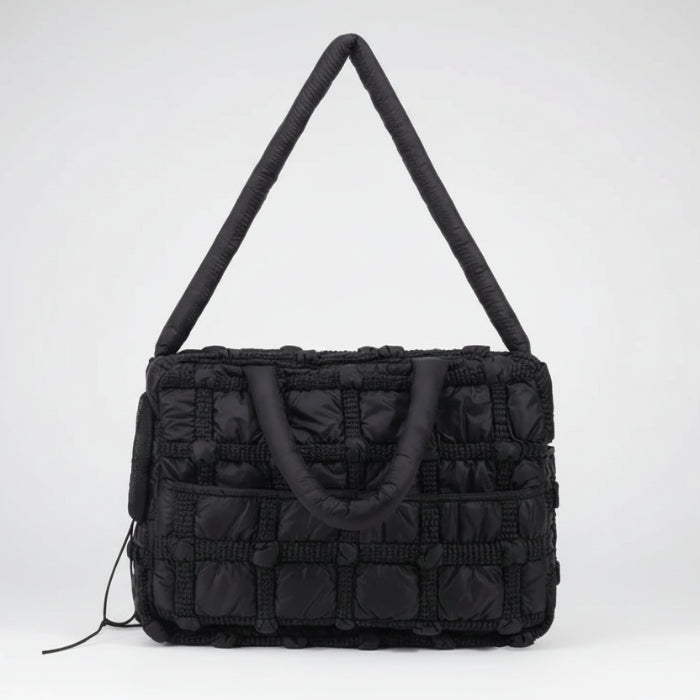 Sac de transport petit chien et chat en tissu noir avec anses confortables pour le transport facile