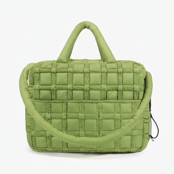 Sac de transport petit chien et chat en vert avec poignées rembourrées et design tissé