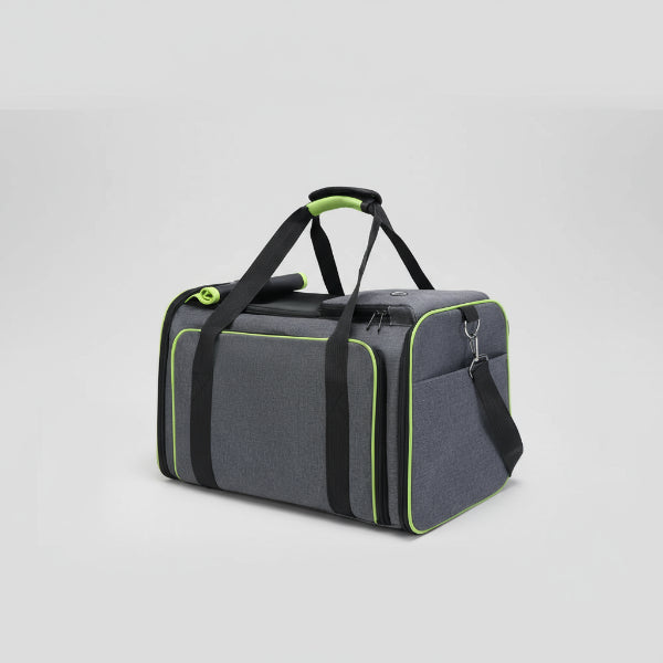 Sac de transport pliable pour chat et chien gris avec poignées rembourrées et bandoulière amovible