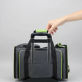 Load image into Gallery viewer, Sac de transport pliable pour chat et chien gris avec poignée verte, compatible trolley
