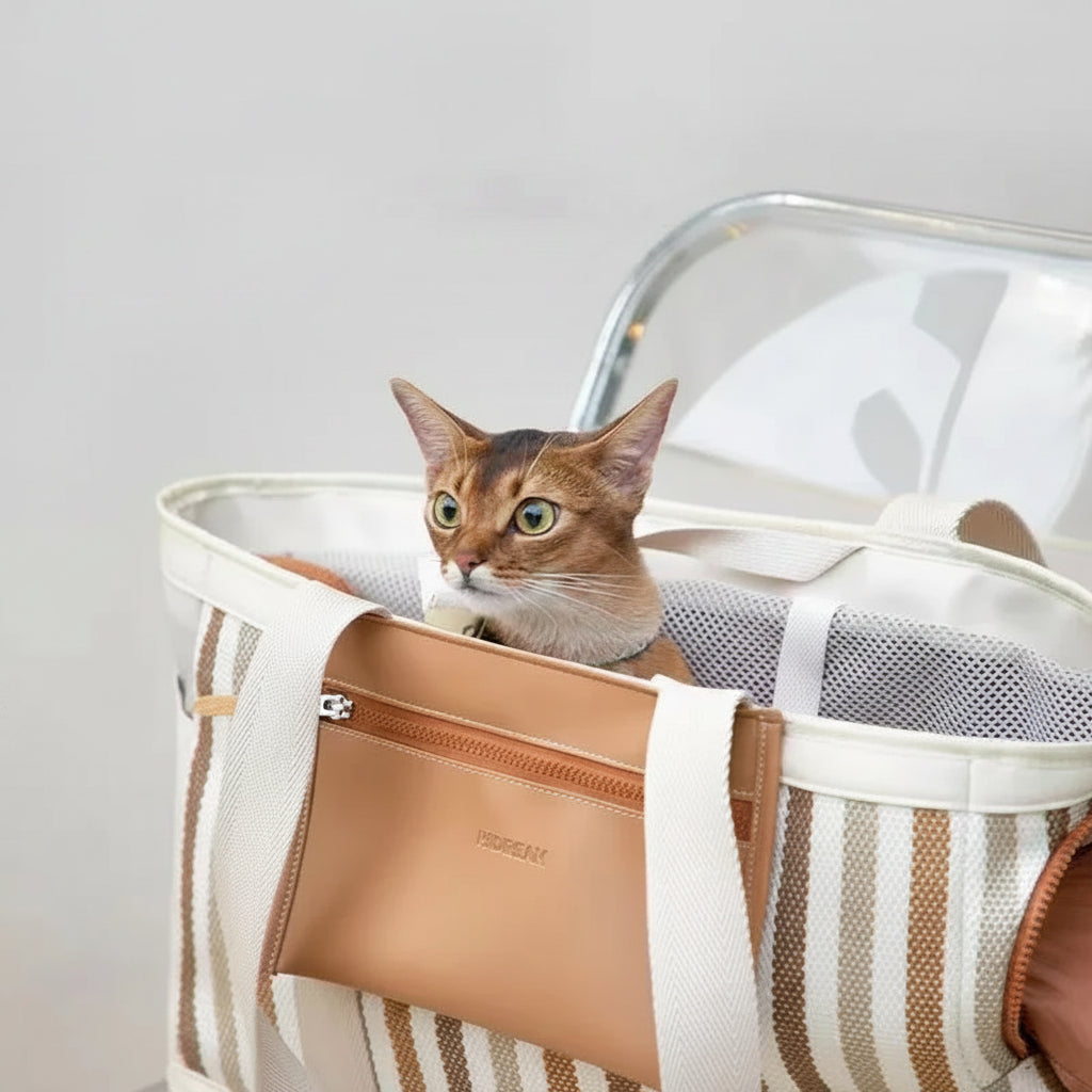 Sac de transport pour chat et chien Oscar et Plume avec fenêtres en filet et style moderne