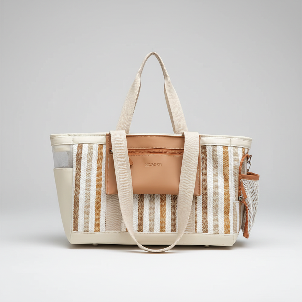Sac de transport pour chat et chien avec rayures et poche latérale pratique