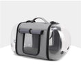 Load image into Gallery viewer, Oscar et Plume sac de transport pour chat gris avec hublots transparents fenêtre en mesh et poignée
