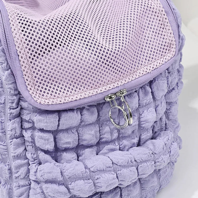 Sac de transport pour petit chien et chat en tissu doux avec fermeture à glissière et filet aéré