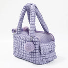 Sac de transport pour petit chien et chat en velours violet avec anses et oreillettes moelleuses