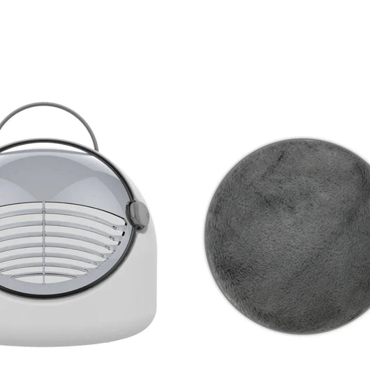 Sac de transport rigide pour chat gris avec fenêtre ventilation transparente et coussin doux amovible