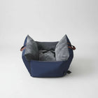 Sac de transport voiture pour chien Oscar et Plume bleu et gris avec harnais de sécurité intégré