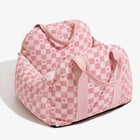 Sac de voyage petit chien rose à carreaux avec petits cœurs de la marque Oscar et Plume