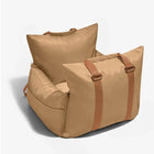 Sac de voyage pour chien Oscar et Plume en beige avec coussins confortables et sangles en cuir
