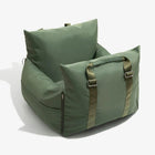 Sac de voyage pour chien en vert avec des poignées confortables et rembourrage doux