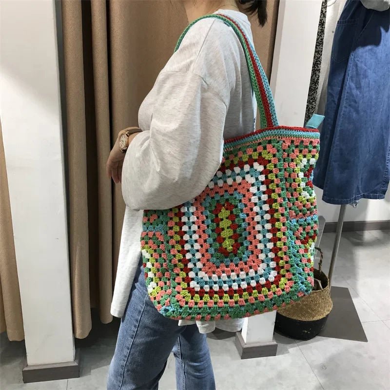 Sac fourre-tout tricoté main crochet Oscar et Plume