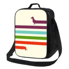 Sac isotherme design chien avec des lignes colorées et une bandoulière réglable par Oscar et Plume