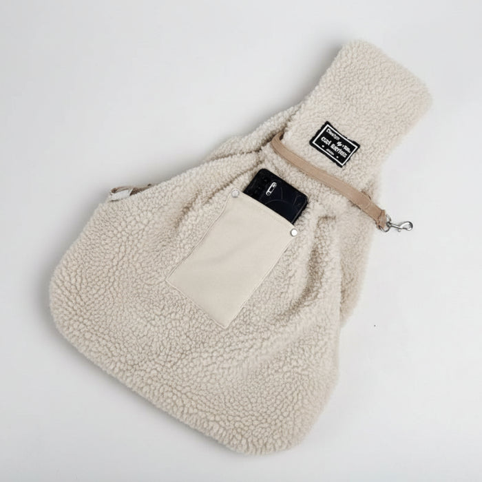 Sac polaire pour petit chien en peluche douce avec poche avant pour téléphone