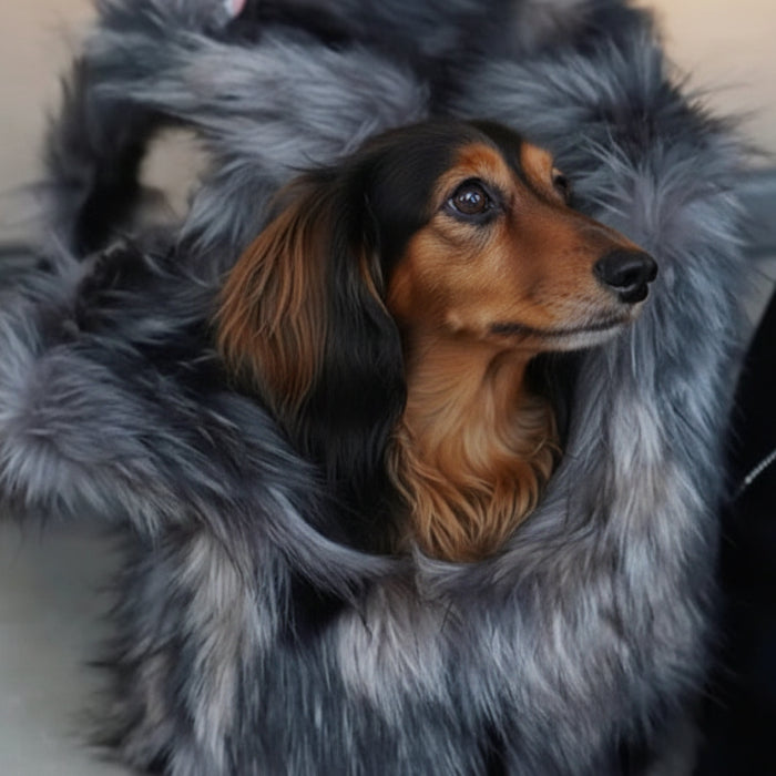 Sac pour petit chien fausse fourrure doux et élégant pour transporter votre animal avec style