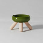 Gamelle à eau et nourriture en céramique sur pieds bois Oscar et Plume Gamelle nourriture - Vert